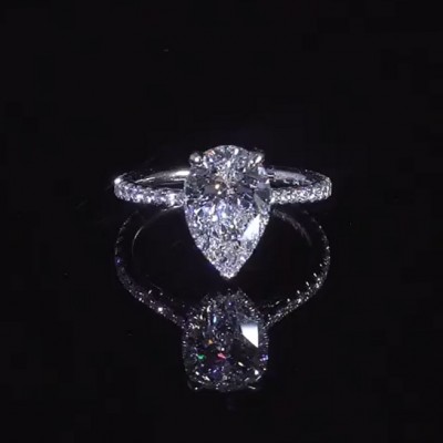 Pear Cut White Sapphire 925 Sterling Silver Halo Engagement Rings