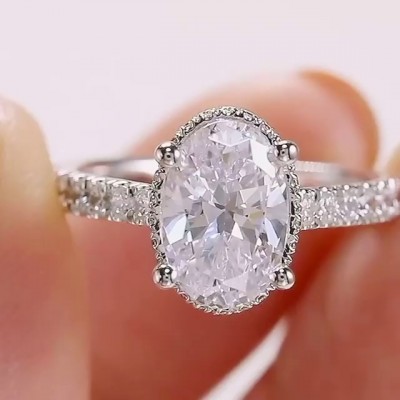 Oval Cut White Sapphire 925 Sterling Silver Engagement Rings