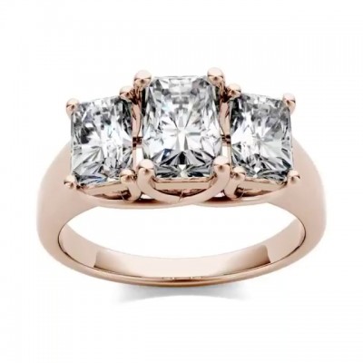 Radiant Cut?White Sapphire Rose Gold 925 Sterling Silver Engagement Rings