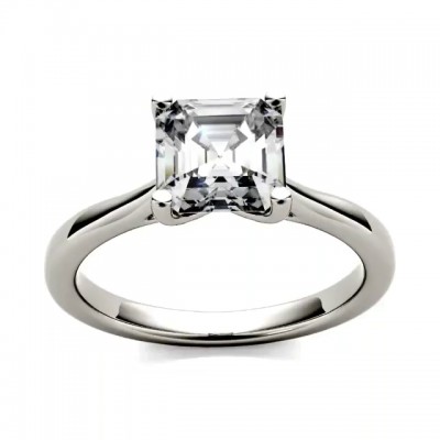 Asscher Cut?White Sapphire 925 Sterling Silver Engagement Rings