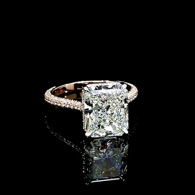 Radiant Cut White Sapphire Rose Gold 925 Sterling Silver Engagement Rings
