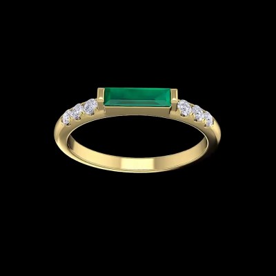Radiant Cut Emerald Gold 925 Sterling Silver Engagement Rings