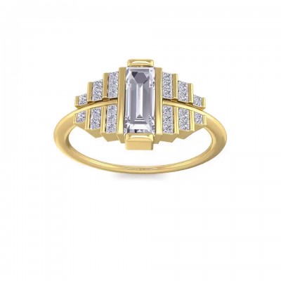 Emerald Cut White Sapphire Gold 925 Sterling Silver Engagement Rings