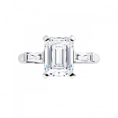 Emerald Cut White Sapphire 925 Sterling Silver Engagement Rings