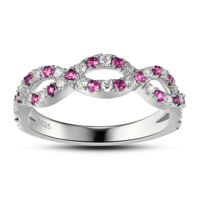 Pink Sapphire Sterling Silver Women's Engagement Ring