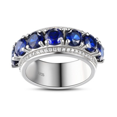 Round Cut Sapphire 925 Sterling Silver Women's Wedding Bands