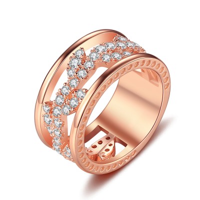 Round Cut White Sapphire Rose Gold 925 Sterling Silver Women's Wedding Bands