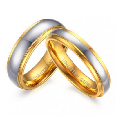 Titanium Steel Gold & Silver Promise Rings for Couples