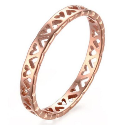 Titanium Hollowed-out Heart Rose Gold Promise Rings For Her