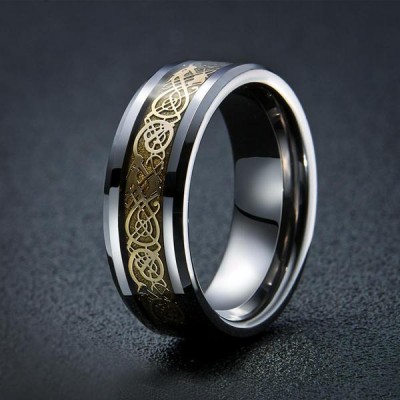 Dragon Design Tungsten Viking Men's Ring