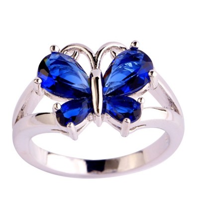 Colorful Gemstone Butterfly Promise Rings For Her