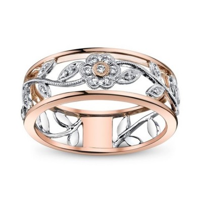 Exquisite Floral Rose Gold Women's Wedding Band