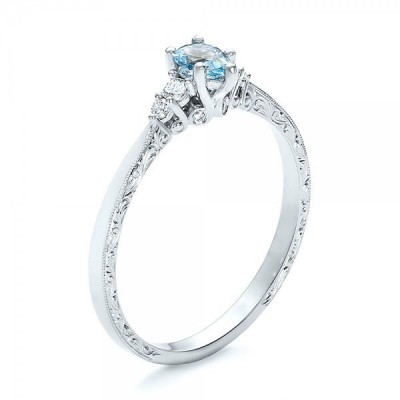 Lovely Pear Cut Aquamarine Engagement Ring