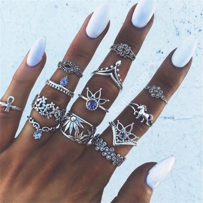 Vintage Flower Hollow 13-Piece Ring Sets