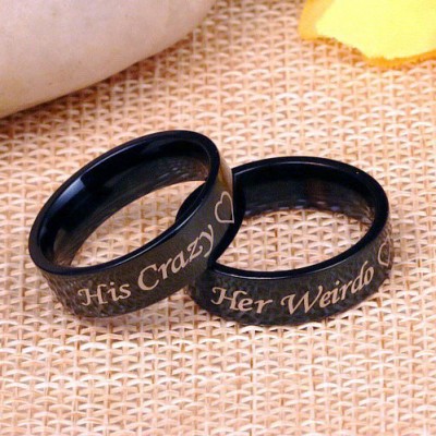 Black His Crazy Her Weirdo Couple Rings