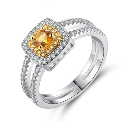 Cushion Cut Topaz 925 Sterling Silver Promise Ring