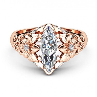 Marquise Cut White Sapphire Rose Gold Promise Ring