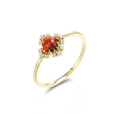 Asscher Cut Red Crystal Gold 925 Sterling Silver Engagement Rings