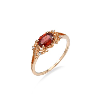Oval Cut Red Crystal Rose Gold 925 Sterling Silver Engagement Rings