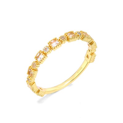 Asscher Cut Rock Crystal Gold 925 Sterling Silver Engagement Rings