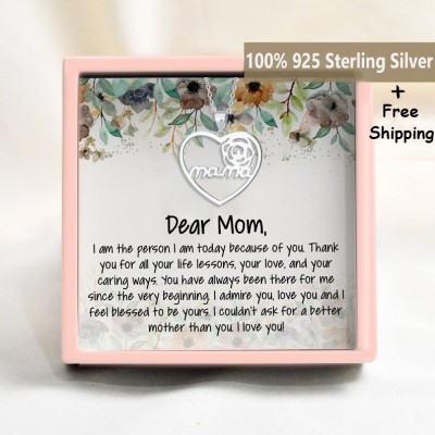 S925 Sterling Silver MOM Love Necklace Mother's Day Gift