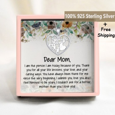 S925 Sterling Silver Letter MOM Love Necklace Mother's Day Gift