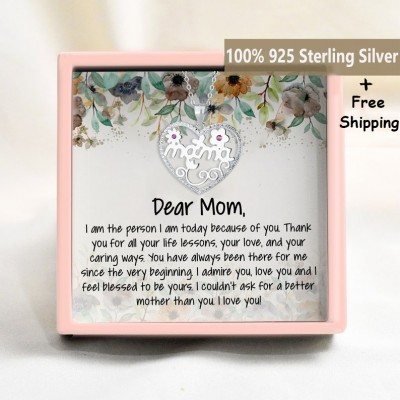 S925 Sterling Silver MOM Fashion Love Necklace Mother's Day Gift