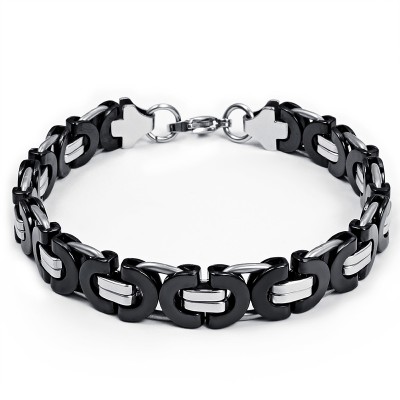 Black and Silver Chain Design 925 Sterling Silver Bracelet
