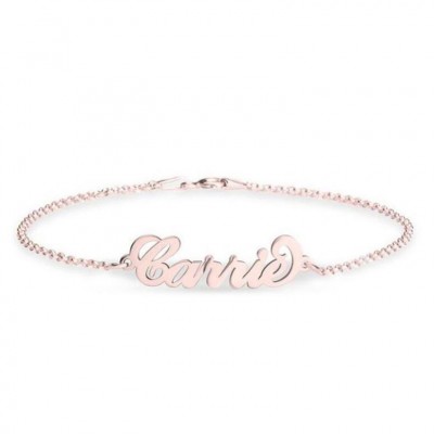 925 Sterling Silver Rose Gold Personalized Name Bracelet