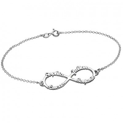 925 Sterling Silver Infinity Four Name Bracelet