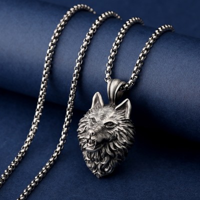 Men's Wolf Head Animal Hip Hop Punk Necklace
