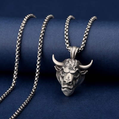 Men's Bull Head Hip Hop Titanium Steel Necklace
