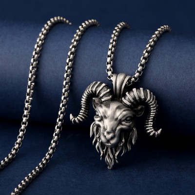 Men's Goat Animal Hip Hop Titanium Steel Necklace