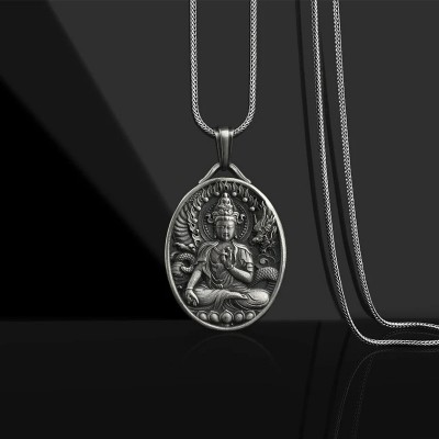 Men's Buddhist Religious Bodhisattva Hip Hop Titanium Steel Necklace