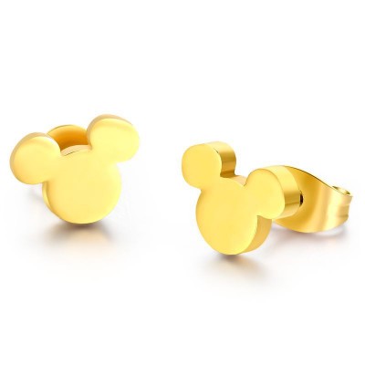 Mickey Design Gold 925 Sterling Silver Earrings