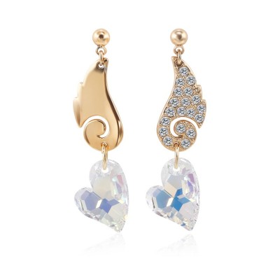 Heart Cut White Sapphire Gold S925 Silver Earrings