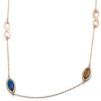 Marquise Cut Rose Gold Blue Sapphire S925 Silver Infinity Necklaces