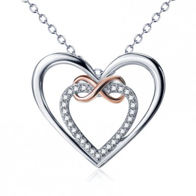 Infinity Love 925 Sterling Silver Rose Gold Zircon Necklace