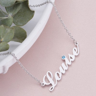 925 Sterling Silver Personalized Birthstone Name Necklace