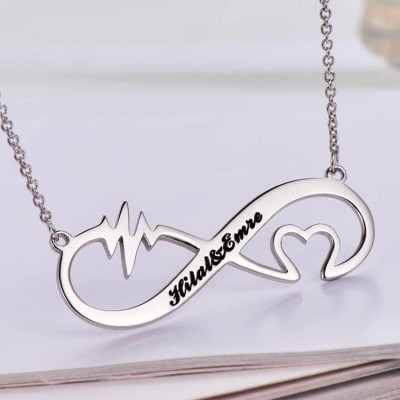 925 Sterling Silver Infinity Love Engraved Necklace