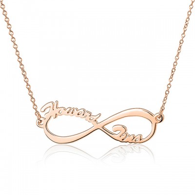 925 Sterling Silver Rose Gold Infinity Two Name Necklace