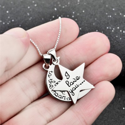 Moon Star Love 925 Sterling Silver Necklace