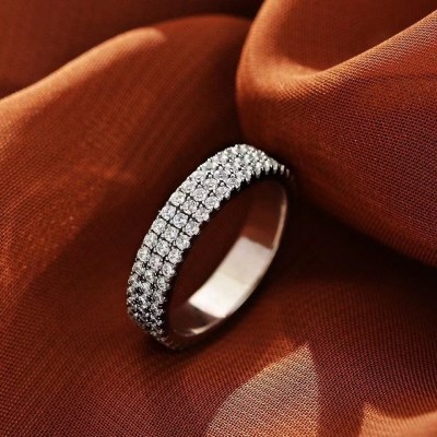 Luxury Pave Sapphire Women's Sterling Silver Wedding Band