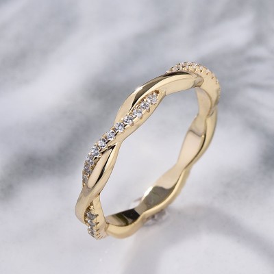Yellow Gold Twist Infinity Sterling Silver Wedding Band