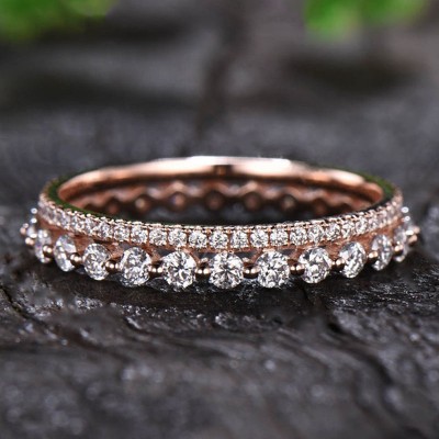 Rose Gold Women's Stackable Sterling Silver Wedding Band