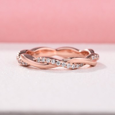 Twist Rose Gold Infinity Sterling Silver Wedding Band