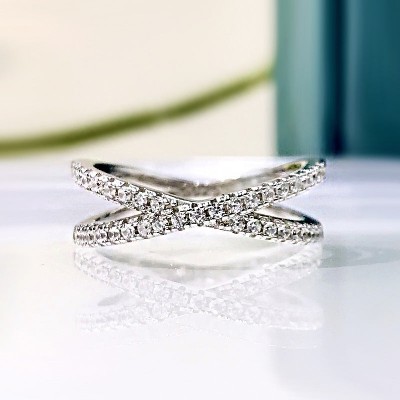 Criss Cross Sterling Silver Wedding Band