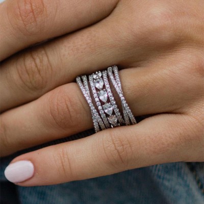 Women's 5PC Stackable Sterling Silver Wedding Band
