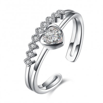 Heart Cut White Sapphire S925 Silver Heart Promise Rings