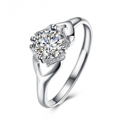 Unique Round Cut White Sapphire S925 Silver Engagement Rings